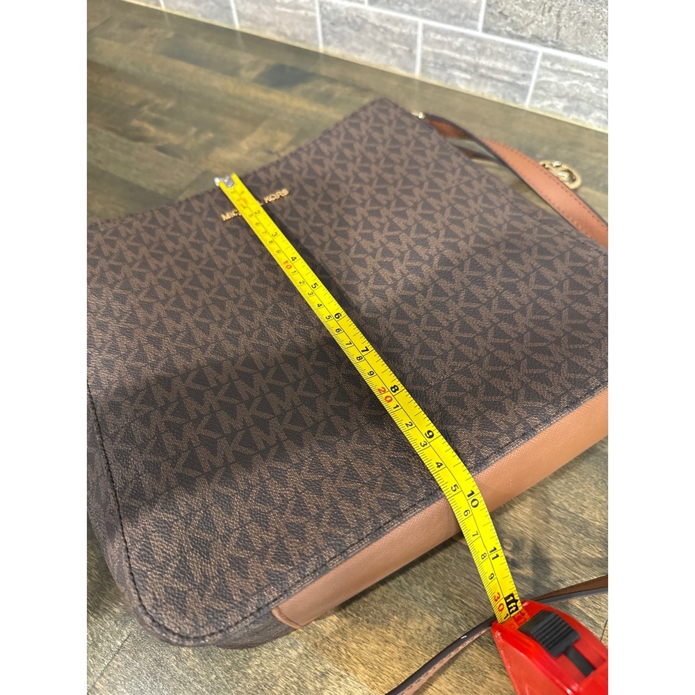 Michael Kors Jet Set Large Crossbody Bag Brown MK Signature Logo 35T8GTTC9B - Picture 11 of 11